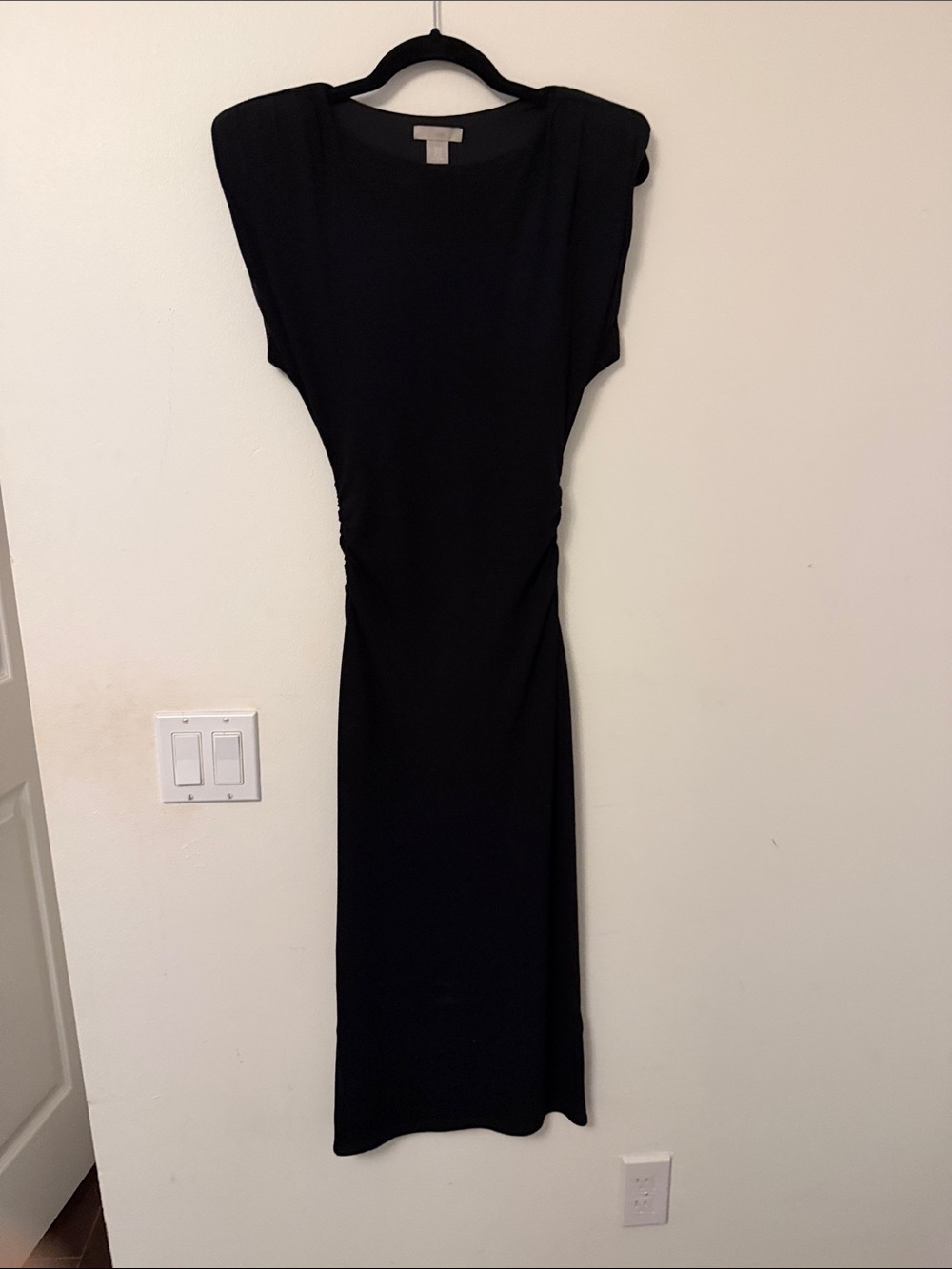 H&M Black Sleeveless Maxi Dress with Subtle Side Ruching